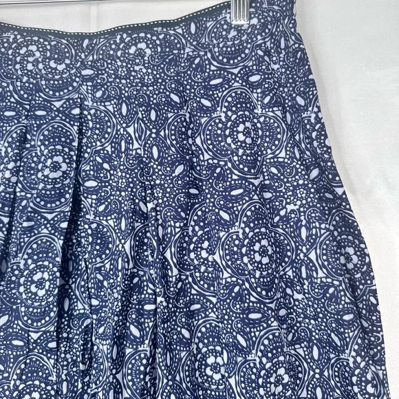 Elegant Navy Patterned‎ Skater Skirt 100% Cotton Size 12 - Picture 6 of 11